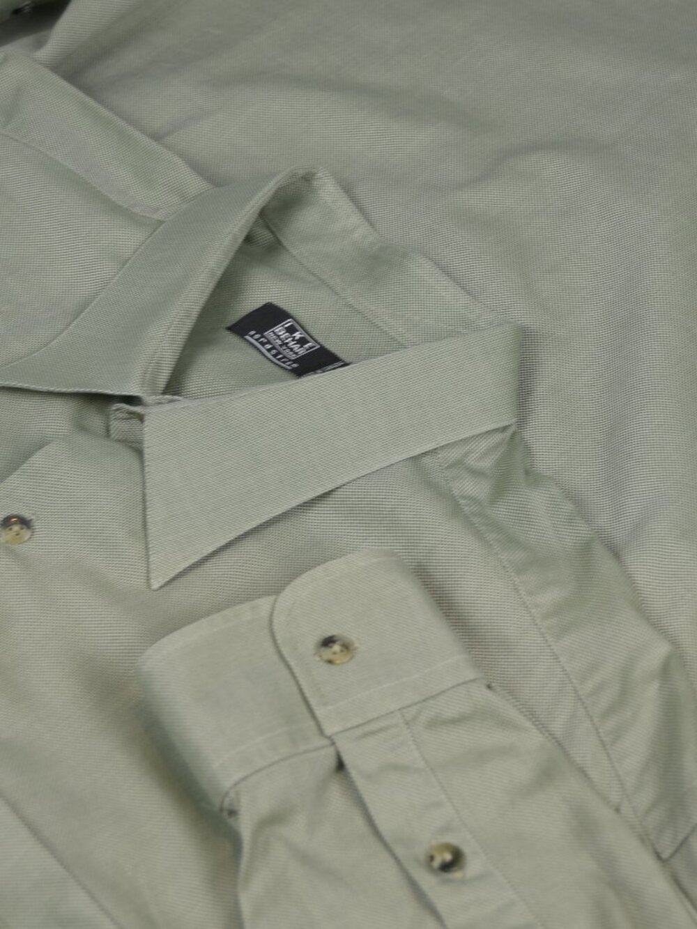 Ike Behar 100% Cotton Dress Shirt -- Sage Micro-Basketweave -- 18.5 x 37